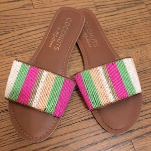 Beaded sandal slides